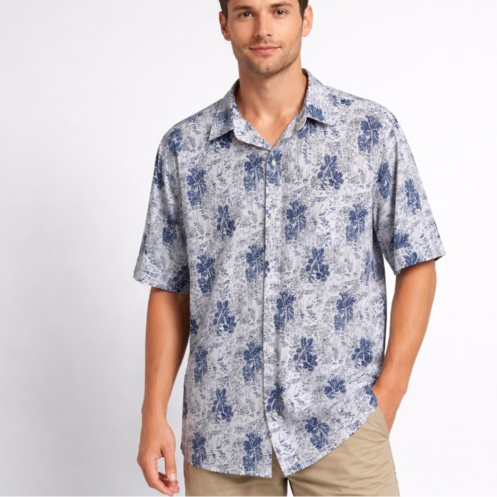 Bermuda Sands Men's XL Performance Golf Polo Sailboat Palm Tree Print